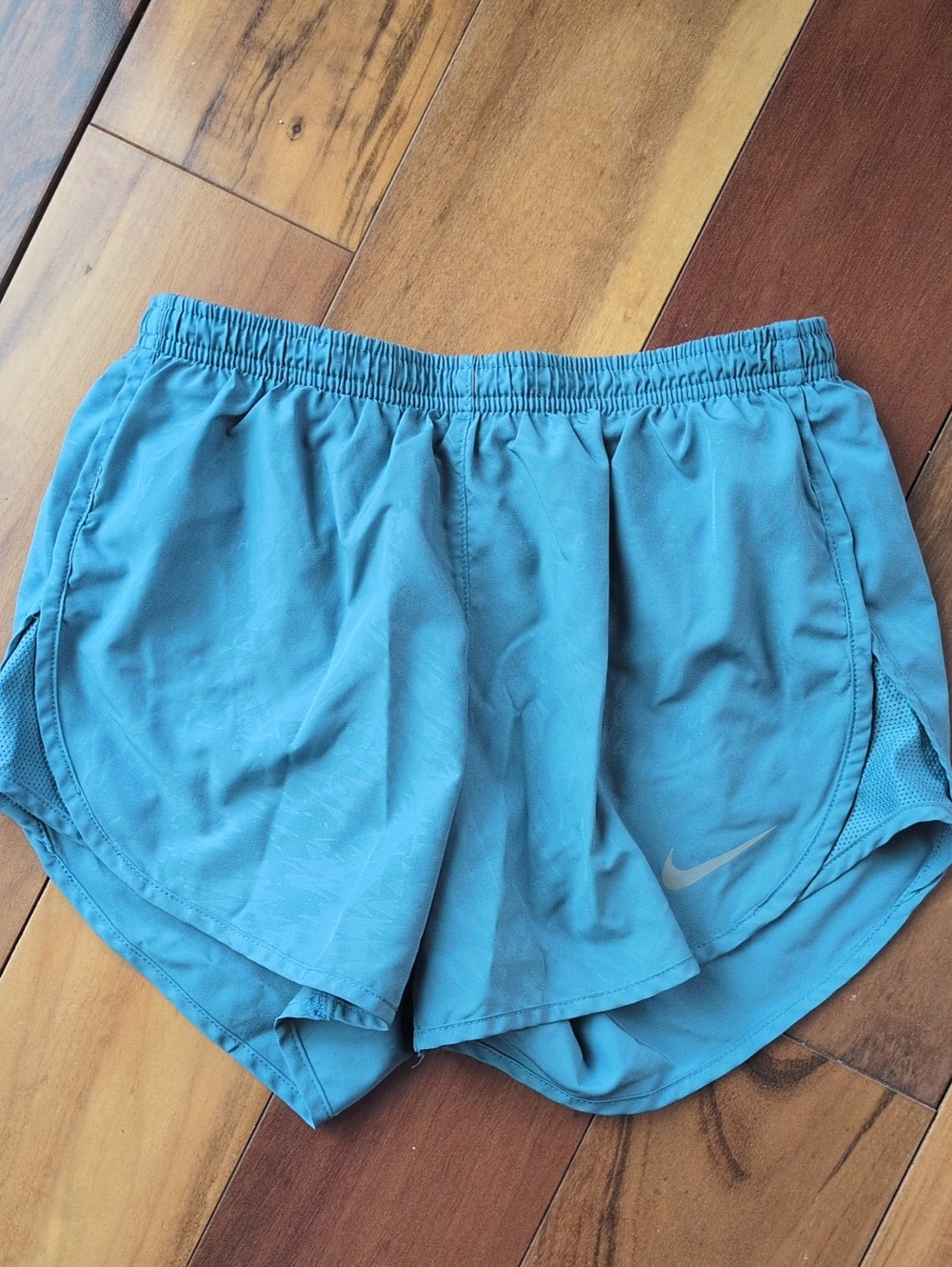 Nike Dri-Fit Teal Athletic Running Shorts with Reflective Swoosh